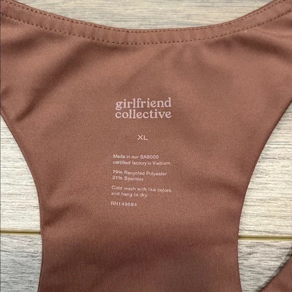 Girlfriend Collective Paloma Bra Sports Bra in Brown Size XL - Picture 2 of 6